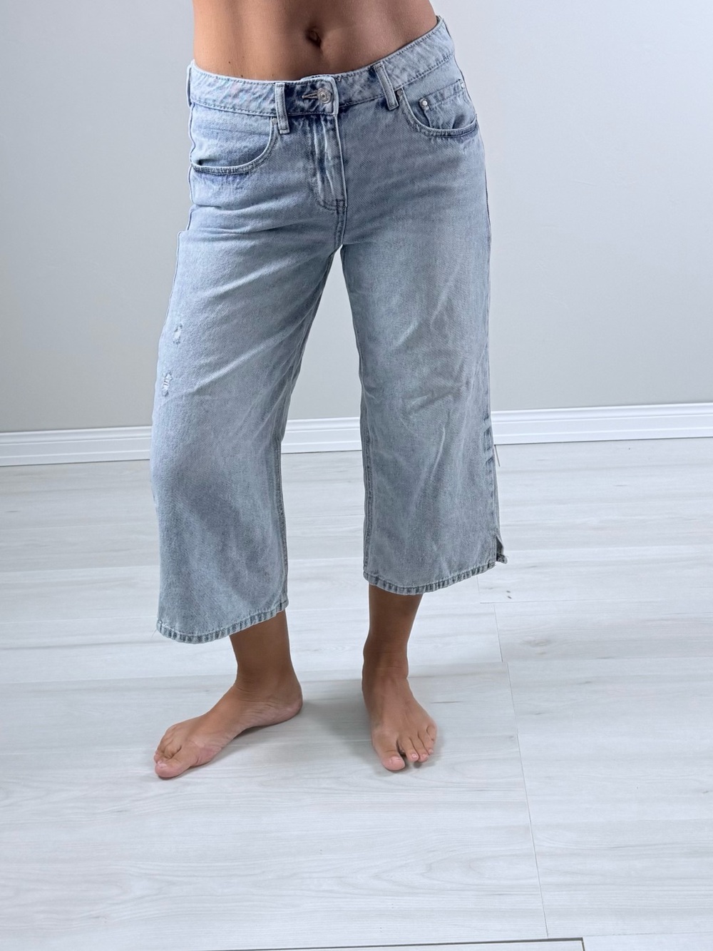 Y2K style Rewash Light Blue Cropped Capri Wide-Leg Jeans